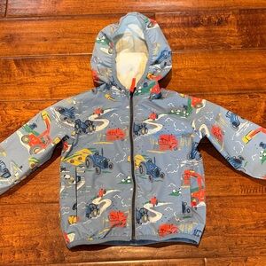 Baby Boden Blue Kids Raincoat with Fun Tractor Truck Print